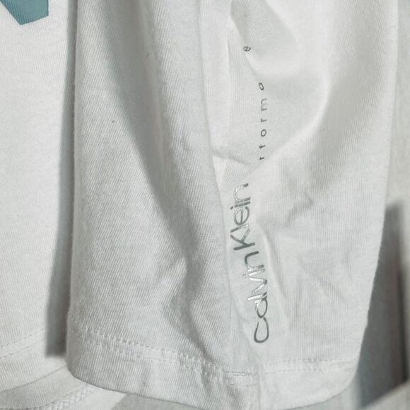 Calvin Klein Performance womans Sliced Logo Cropped T-Shirt White  XL - Picture 8 of 11